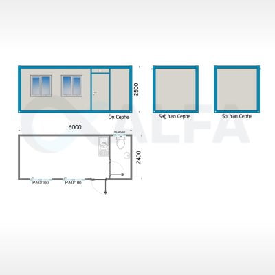 M204 240×600 Konteyner kat planı